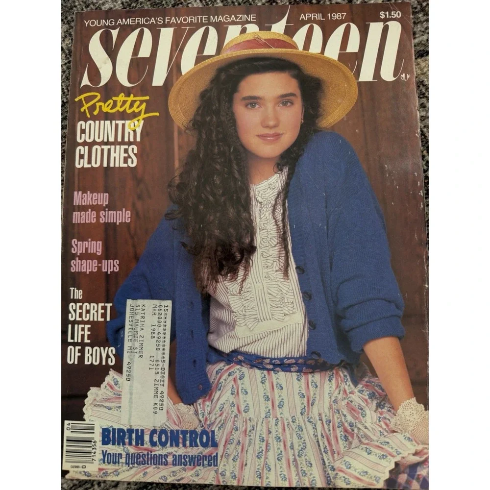 Vintage Seventeen Magazine April 1987 Jennifer Connelly Cover Girl Newstand Boys